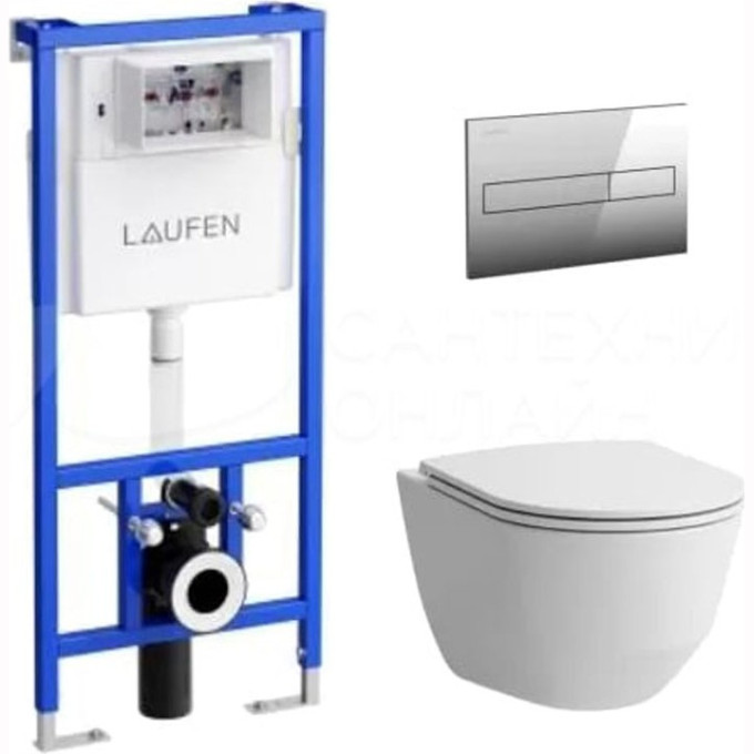 Комплект LAUFEN PACK PRO унитаз безободковый, с микролифтом + инсталляция 8.6996.6.000.000.R